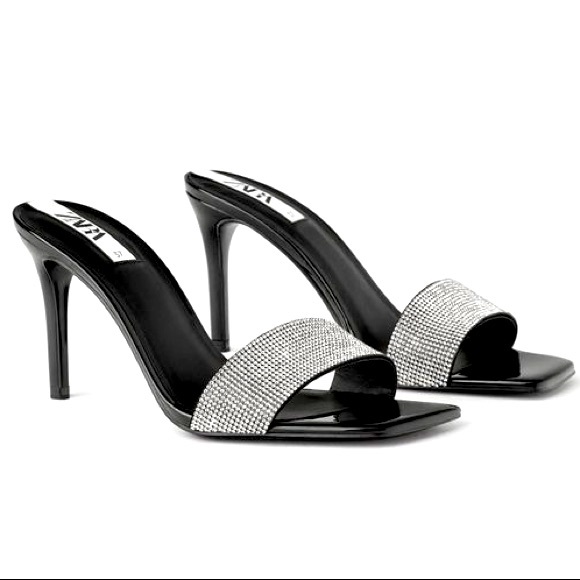 ZARA 6½ BEADED HEELED SANDALS - Picture 1 of 3
